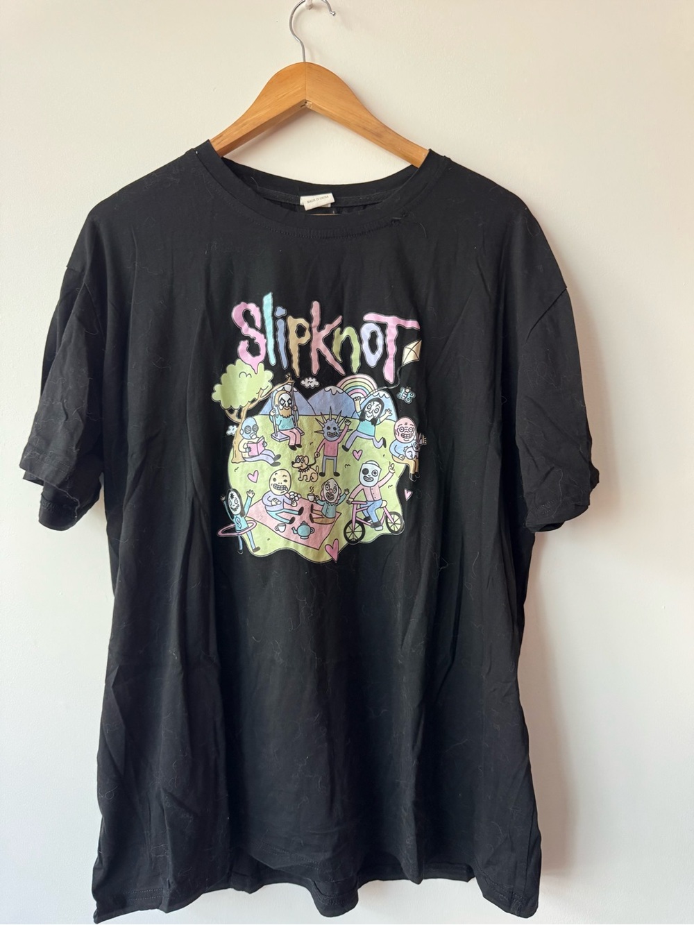 Slipknot Pastel Parody Cartoon Graphic Black T-Shirt Size 4XL
